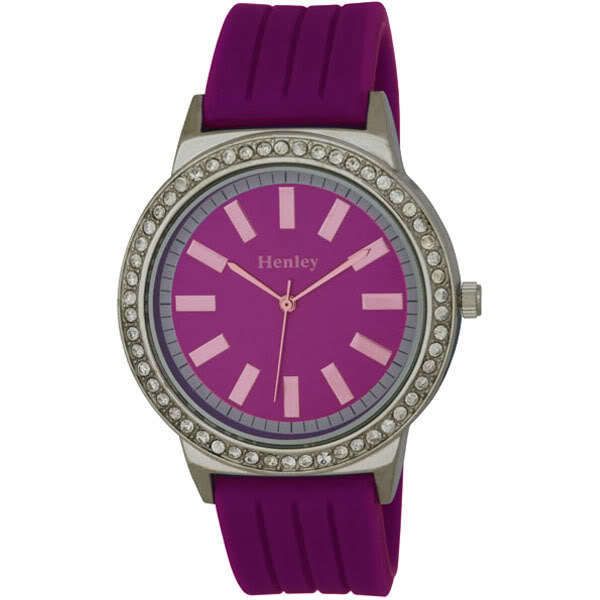 FUNKY PURPLE DIAMANTE HENLEY WATCH   Boxed New Retro  