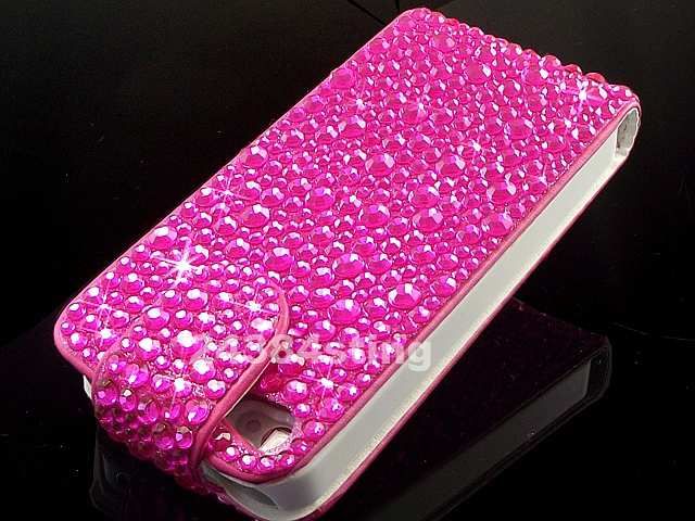 DIAMOND GEM BLING DIAMANTE FLIP CASE COVER for APPLE iPHONE 4S 4 4G 