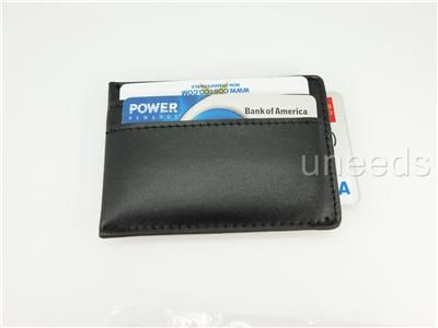 BLACK GENUINE Leather Money Clip ID Wallet Card Holder  