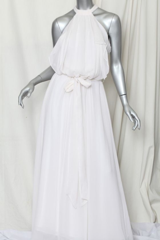   RUNWAY White SILK CHIFFON Evening Goddess Gown Dress NEW+TAGS S  