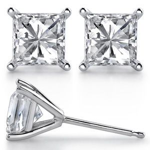 5mm Princess Moissanite Martini Stud Earrings 1.18ctw  