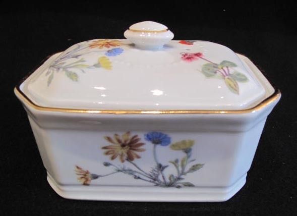   Lourioux WILDFLOWERS Porcelain Butter or Cheese Crock With Lid  