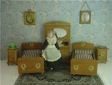   Set Antique Germany Vintage 1900 Ormolu Original Mattresses Miniature