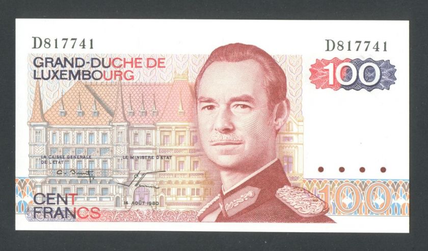 LUXEMBOURG * 100 Francs 1980 UNC *P 57 * HIGH CONDITION BANKNOTE 