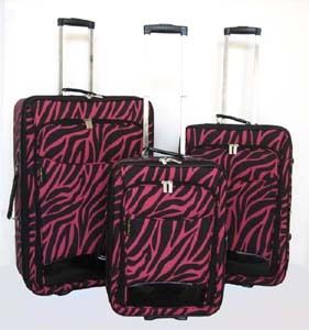 Piece Luggage Set Travel Bag Rolling Wheel Pink Zebra  