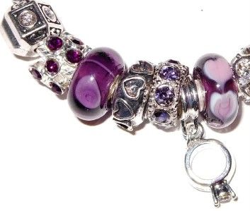 AUTHENTIC PANDORA SILVER 925 BRACELET SET BOX & BAG CLASSIC PURPLE 