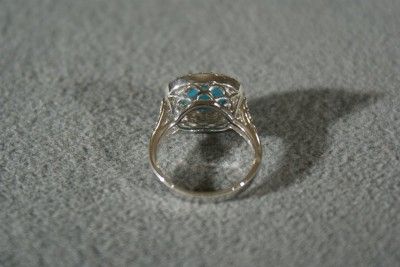 VINTAGE STERLING SILVER JOE ESPOSITO CUBIC ZIRCONIA TURQUOISE FANCY 