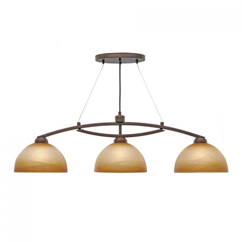 NEW 3 Light Island Pendant Lighting Fixture, Rubbed Bronze, Chisel 