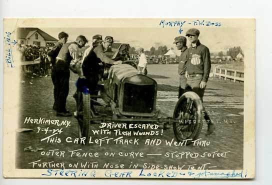 Herkimer NY Race Car Accident 1924 Signed RPPC Postcard  