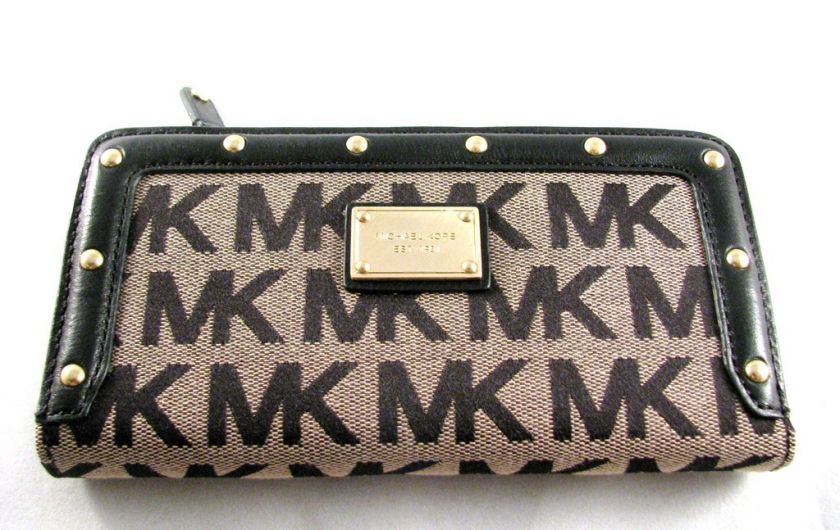 MICHAEL KORS BIG VALLEY BLACK LOGO CLUTCH WALLET NEW  