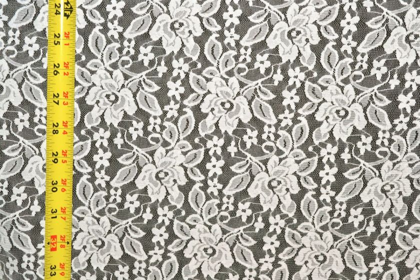 Stretch Allover Lace Ivory Floral 4 way stretch 58 wide Fabric by the 