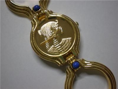 NEW FRANKLIN MINT 22K CLEOPATRA BRACELET ART DECO WATCH  