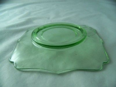 VINTAGE CAMBRIDGE GLASS CO. DEPRESSION GREEN DECAGON PATTERN 7 PIECE 