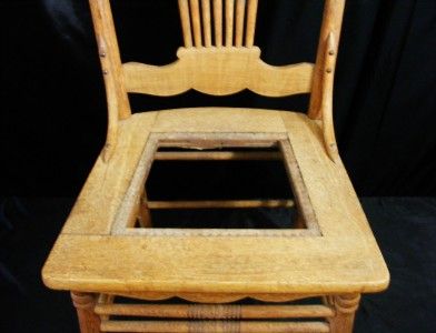 Pair (2) Sturdy Oak Pressed Back Kitchen Dining Chairs  