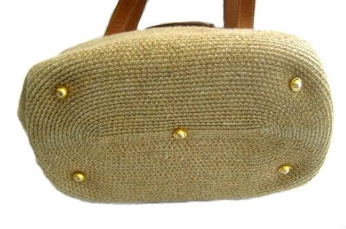 Eric Javits Tan Squishee & Leather Handbag / Purse  