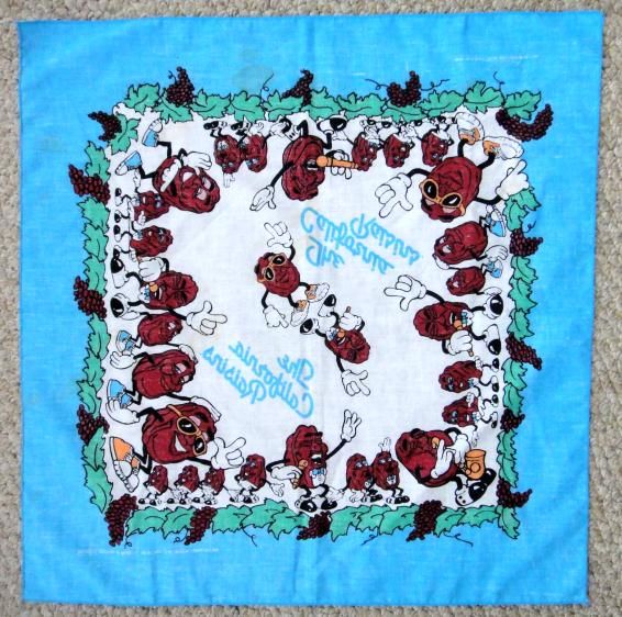 LOT 1988 vintage 2pc CALIFORNIA RAISINS lrg HANKIE~SCARF~BANDANA 