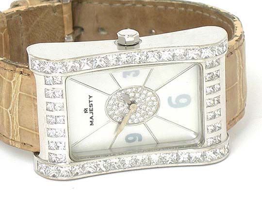 GORGEOUS MAJESTY 18K W GOLD DIAMONDS WRIST WATCH  