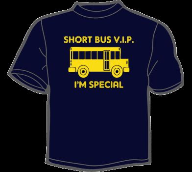 SHORT BUS VIP T Shirt MENS funny vintage retard school  