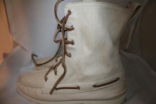 Crew Sperry Top Sider Authentic Original Boots in twill. High top 