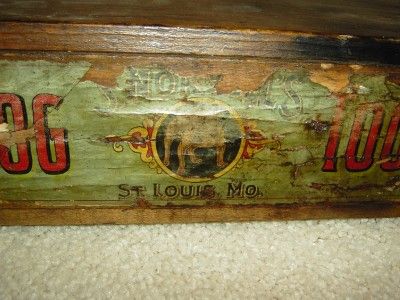 Antique Vintage Wood Toolbox BULLDOG Label UNIQUE and Primitive  