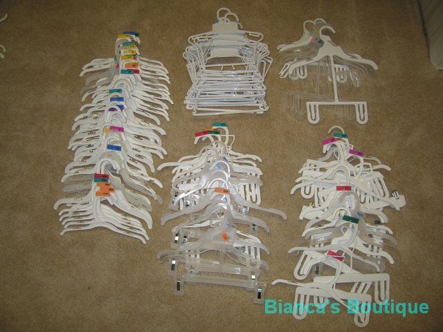 100 White Plastic HANGERS Children Toddler Kids Clothes  