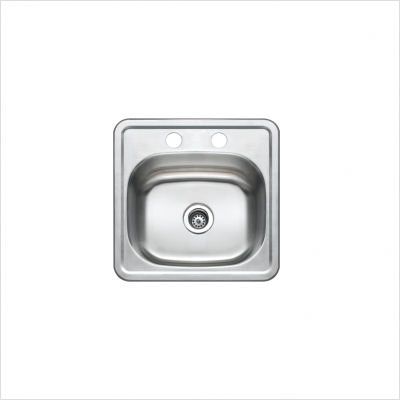 Water Creation 15 x 15 Top Mount Single Bowl Stainless Steel Bar 