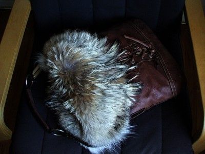 COACH LIMITED WINTER ED LACE LEATHER COYOTE FUR TRIM DUFFLE TOTE BAG 