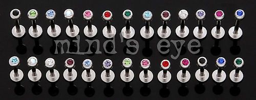 16g 5/16 Pink Gem Monroe Stud 16 gauge body jewelry  