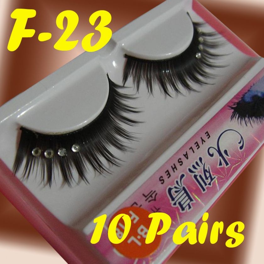 THICK SUPER LONG W/ 4 Silver Rhinestones at side false eyelash