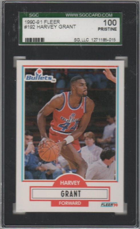 1990 91 FLEER HARVEY GRANT #192 CARD SGC 100 PRISTINE  