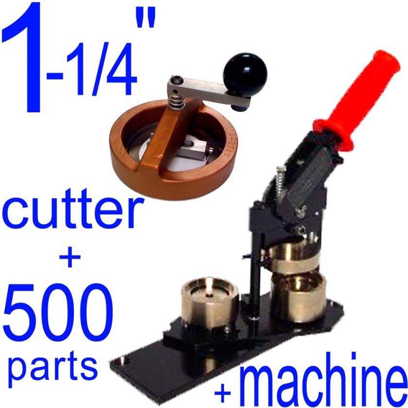   BUTTON MAKER MACHINE + Fixed Rotary Circle CUTTER + 500 PARTS  