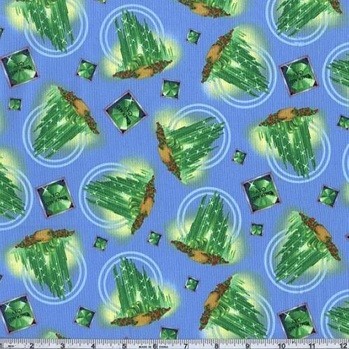 Wizard Of OZ Fabric~The Emerald City on blue  