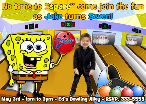 SPONGEBOB BOWLING KIDS BIRTHDAY PARTY INVITATIONS  