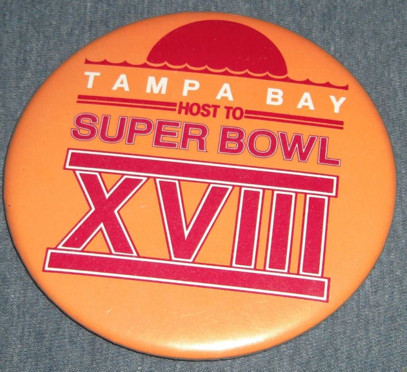 Vintage 1984 Super Bowl XVIII Tampa Bay Pinback Button  