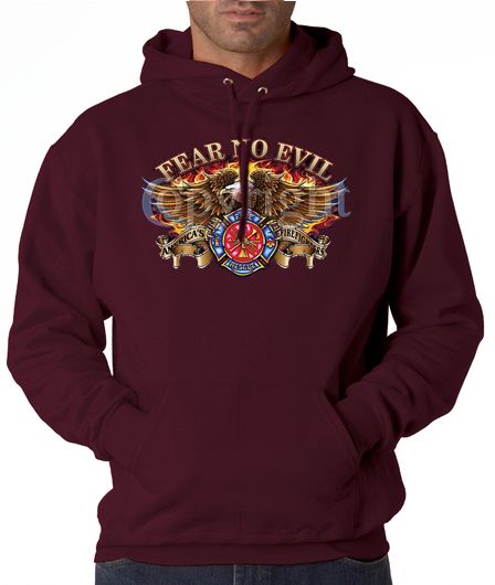 Firefighter Fear No Evil Fire 50/50 Pullover Hoodie  