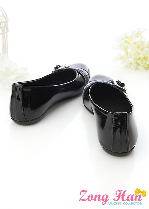   Synthetic Leather Round Toe Flat Black Shoe   