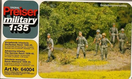 35 Preiser 64004 6 German WWII Advancing Infantry  