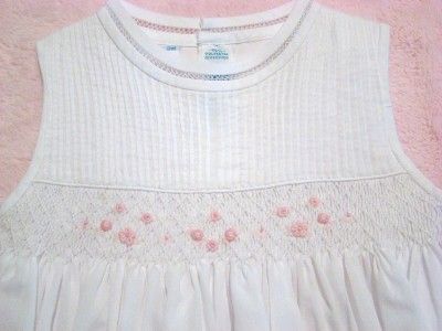 FELTMAN SMOCKED SLEEVELESS WHITE/PINK BUBBLE 3M,6M,9M  