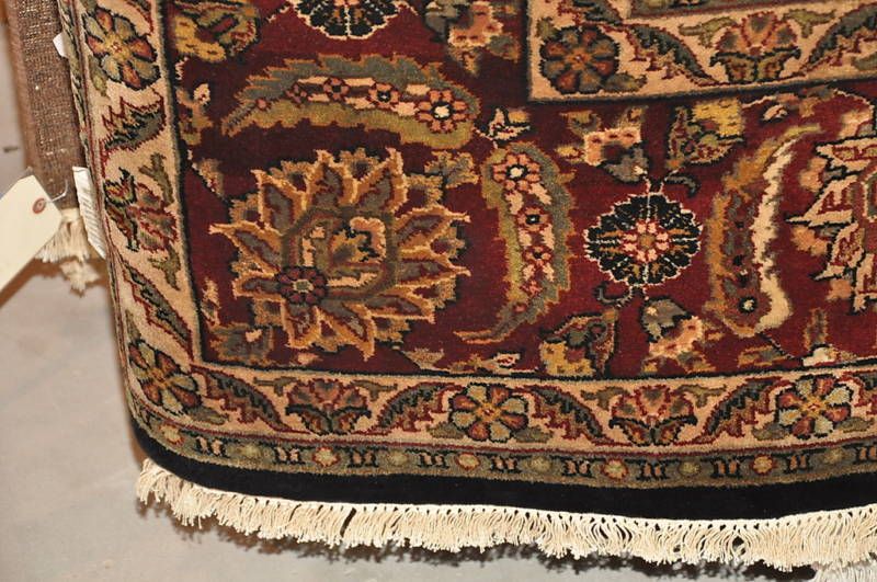 9x12 WOOL RUG PERSIAN JAIPUR HANDMADE INDIA BLACK RED  