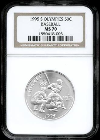 NGC MS70 1995 S BASEBALL HALF DOLLAR MS 70  