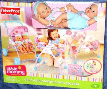 LITTLE MOMMY NEWBORN TWIN DOLLS W/ NURSERY PLAYSET ~NEW  