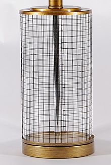 25 High Clear Glass Cylinder Mesh Overlay Table Lamp  