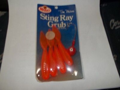 VINTAGE MANNS 4 STING RAY GRUBS 4 GRUBS + 1 RED JIG  