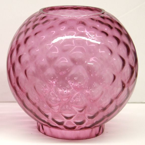 CRANBERRY DIAMOND GLASS LAMP BANQUET OIL GLOBE  