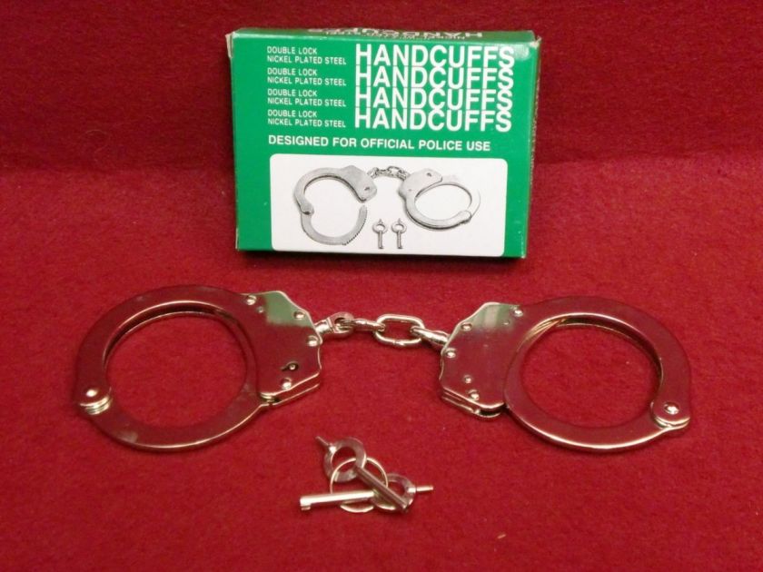   Chain Police Heavy Duty Handcuff Hand Cuff Handcuffs 2 Keys  