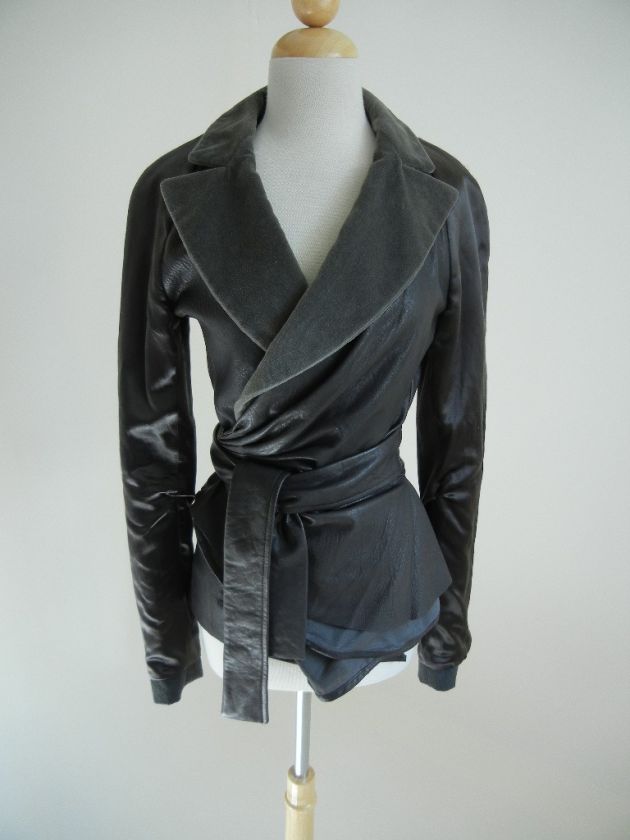 3,950 HAIDER ACKERMANN Gray Multi w/ Leather FALL 2011 RUNWAY JACKET 