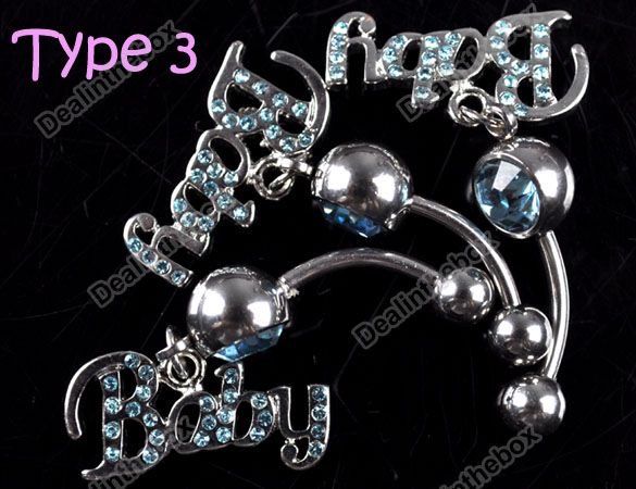 types 3 PCS Body Crystal Navel Belly Button Bar Piercing Gorgeous 