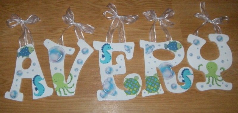 CUSTOM NURSERY WOODEN WALL LETTERS KIDSLINE BUBBLES  