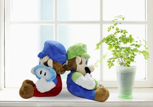 Super Mario Bros Plush Doll Toy Set #blue+green  