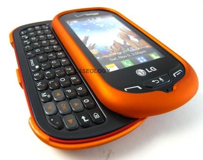 ORANGE RUBBERIZED HARD SNAP ON CASE COVER LG EXTRAVERT VN271 PHONE 